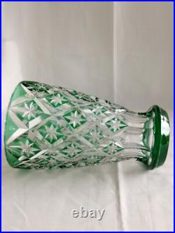 Saint-Louis France grand vase en cristal Overlay vert en excellent état
