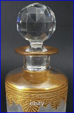 Saint Louis modèle Nelly, flacon cristal décor doré, style Empire, 18 cm