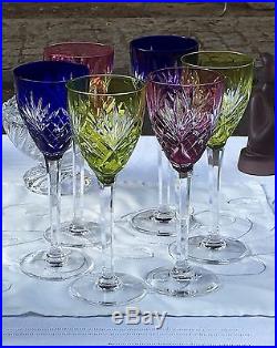 Serie de 6 verres à vin du Rhin Roemers en Cristal Taillé Saint Louis