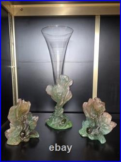 Service Daum Collection Nature, 1988- Soliflore & Paire de Bougeoirs en pâte