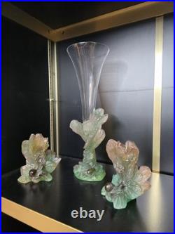 Service Daum Collection Nature, 1988- Soliflore & Paire de Bougeoirs en pâte