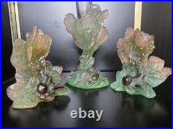 Service Daum Collection Nature, 1988- Soliflore & Paire de Bougeoirs en pâte