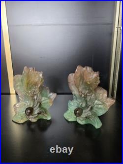 Service Daum Collection Nature, 1988- Soliflore & Paire de Bougeoirs en pâte