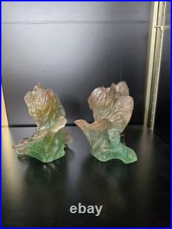 Service Daum Collection Nature, 1988- Soliflore & Paire de Bougeoirs en pâte