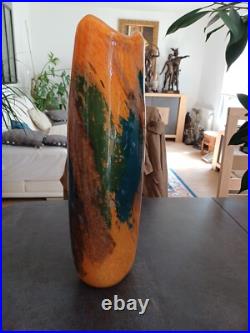 Signé Livio Séguso Très Grand Vase Murano Patte De Verre