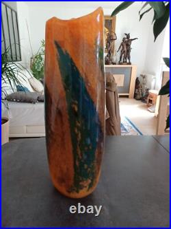 Signé Livio Séguso Très Grand Vase Murano Patte De Verre