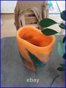 Signé Livio Séguso Très Grand Vase Murano Patte De Verre