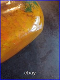 Signé Livio Séguso Très Grand Vase Murano Patte De Verre