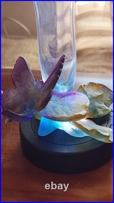 Soliflore Daum Pate De Verre Avec Papillon Et Feuillage De Couleur