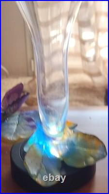 Soliflore Daum Pate De Verre Avec Papillon Et Feuillage De Couleur