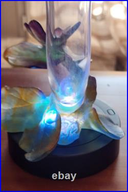 Soliflore Daum Pate De Verre Avec Papillon Et Feuillage De Couleur