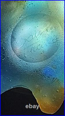 Soliflore Daum Pate De Verre Avec Papillon Et Feuillage De Couleur