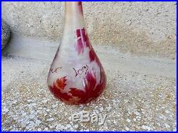 Soliflore Legras Serie Rubis 23 CM Pte De Verre Dégagée À L'acide Caméo Glass