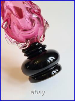 Soliflore en verre soufflé bicolore rose & noir