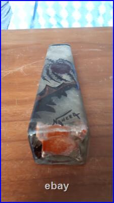 Soliflore verre art nouveau, Nancea, decor chardon, 17x4,5cm