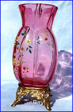 Somptueuse paire de vase BACCARAT 1900, pied bronze, parfait, era daum Galle