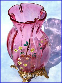 Somptueuse paire de vase BACCARAT 1900, pied bronze, parfait, era daum Galle