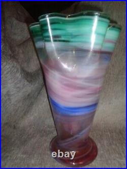 Splendide Vase En Pâte De Verre Multicolore Signé fin xxeme siecle