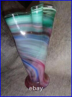 Splendide Vase En Pâte De Verre Multicolore Signé fin xxeme siecle