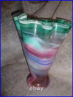 Splendide Vase En Pâte De Verre Multicolore Signé fin xxeme siecle