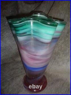 Splendide Vase En Pâte De Verre Multicolore Signé fin xxeme siecle