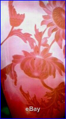 Splendide et rare vase en pâte de verre Muller Frères, signé CROISMARE NANCY