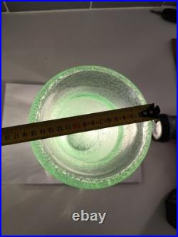 Sublime ancien VASE en CRISTAL vert bullé signé DAUM NANCY France 17 Cm