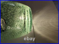 Sublime ancien VASE en CRISTAL vert bullé signé DAUM NANCY France 17 Cm