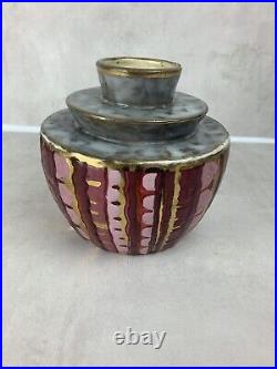 Sublime vase en céramique craquelé signé D'Argyl décoré main