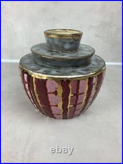 Sublime vase en céramique craquelé signé D'Argyl décoré main