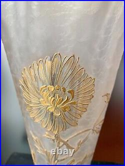 Superbe Gd Vase Legras Saint Denis Pate De Verre Grave A L'acide Or Art Nouveau