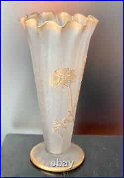 Superbe Gd Vase Legras Saint Denis Pate De Verre Grave A L'acide Or Art Nouveau