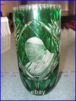 Superbe Grand Vase En Cristal Jean Paul II Val St Lambert St Louis
