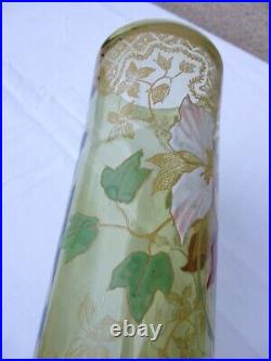 Superbe Vase Art Nouveau Verre Émaille Décor Floral Legras Saint Denis Vers 1900