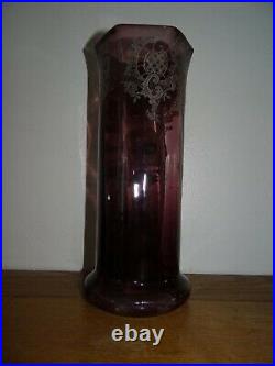 Superbe Vase Emaillé Legras Violet à Décor de Fleurs d'Anémones Modèle Rivoli