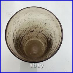 Superbe Vase Lourd Verre Brun Bullé 30 Cm H 18 Cm Diamètre Bendor