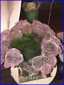Superbe Vase Modèle Roses De Chez Daum Pâte De Verre NEUF
