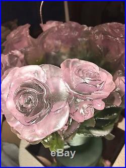 Superbe Vase Modèle Roses De Chez Daum Pâte De Verre NEUF