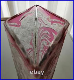 Superbe ancien vase art-nouveau Baccarat en verre dégagé à l'acide