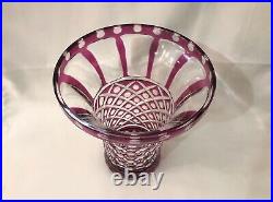 Superbe ancien vase en cristal doublé violet signé St SAINT LOUIS 21 cm Overlay