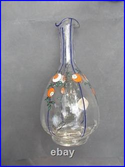 Superbe art nouveau Manufacture Sèvres vase émaillé carafe verre émail TBE