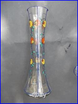 Superbe art nouveau Manufacture Sèvres vase émaillé carafe verre émail TBE