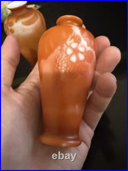 Superbe et rare paire de petits vases soliflores maître verrier Jean GAUTHIER