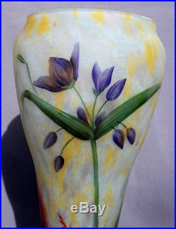 Superbe grand vase Daum anémones des bois, belle étoile, 36 cm, era Galle