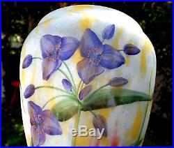 Superbe grand vase Daum anémones des bois, belle étoile, 36 cm, era Galle
