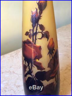 Superbe grand vase muller frères à lunéville décor de roses