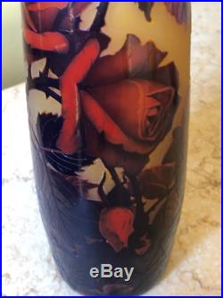 Superbe grand vase muller frères à lunéville décor de roses