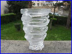 Superbe rare vase en cristal Lalique France aux oiseaux modèle Saint Marc 17 cm