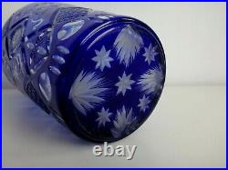 Superbe vase 32cm cristal taillé Baccarat Saint Louis Large crystal blue glass
