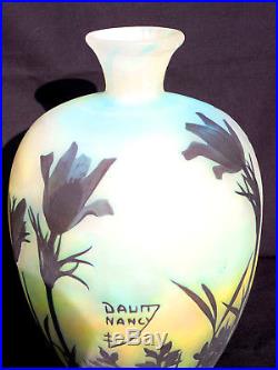 Superbe vase anémones des prés par Daum, vers 1900, era galle muller
